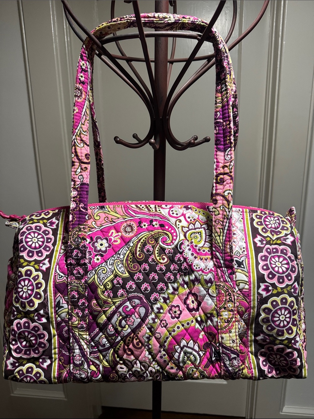 Vera Bradley Quilted Paisley Travel Tote in Pink and Purple